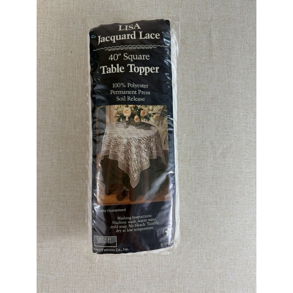Vintage Santa Fe Lisa Jacquard Lace 40” Table Topper White Cottagecore NOS